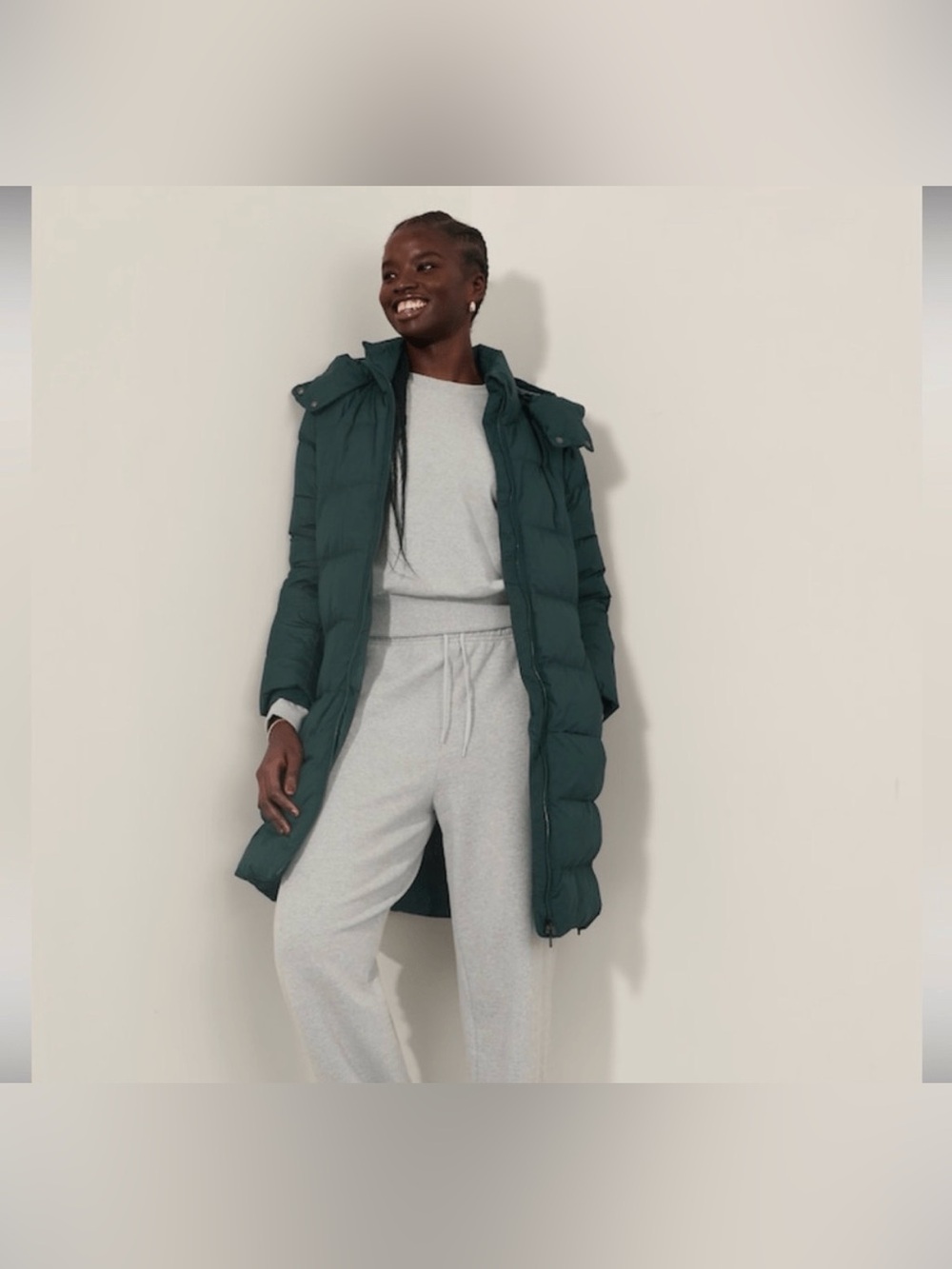Athleta Downtown Puffer Parka Cypress Green Size XXS